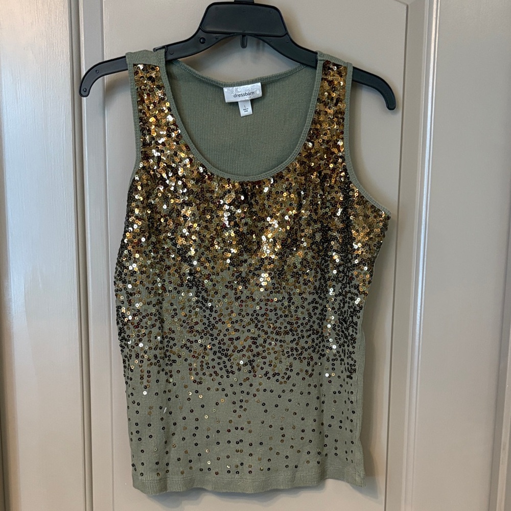 Green Sequin Tank Top